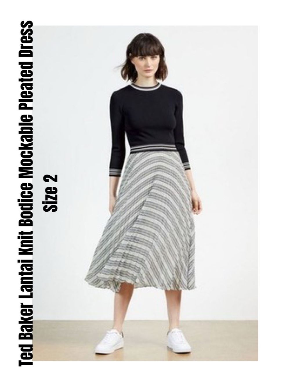 Ted Baker Lantai Knit Bodice Mockable Pleated Dress Size 2
